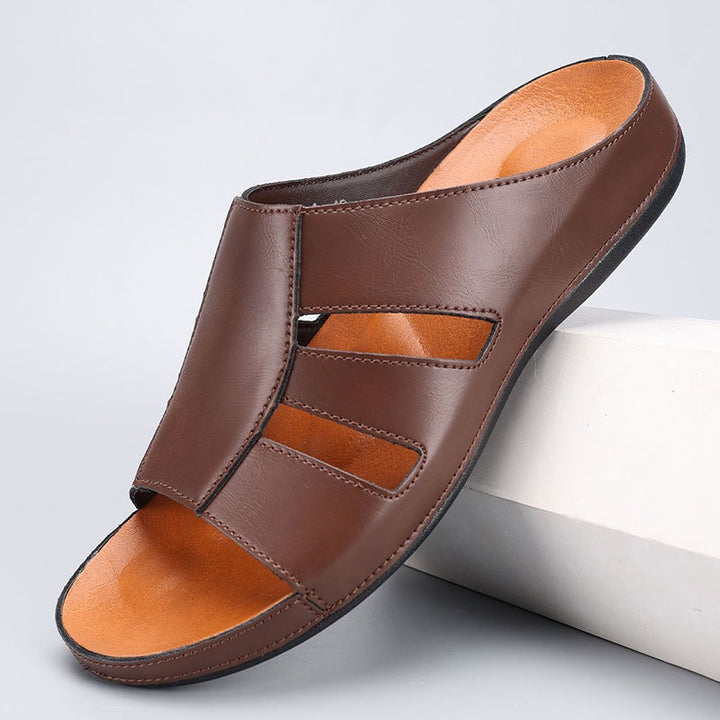 Offene Herrensandalen aus Leder – Gepolsterter, bequemer Casual Schnitt