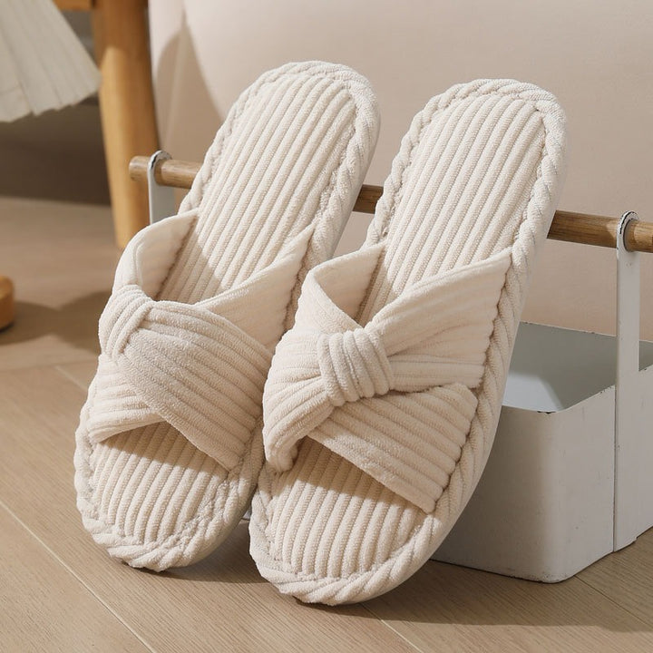 Unisex Plush Fabric Slippers – Padded Comfort Sole