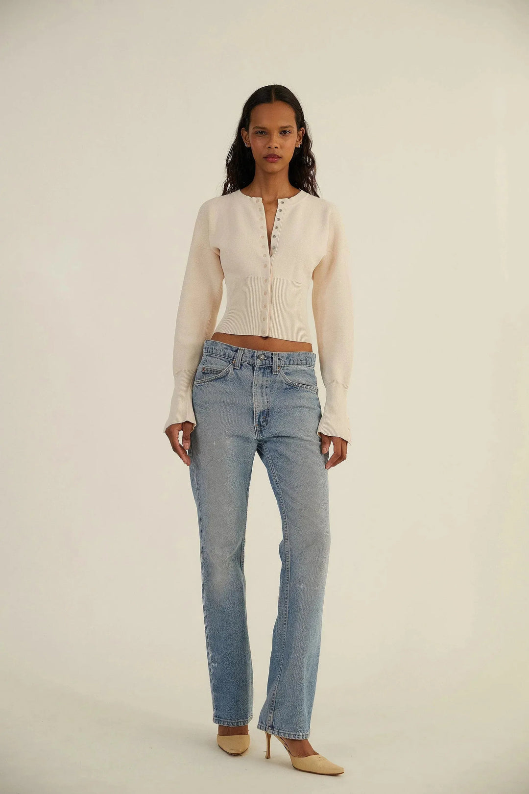 Cardigan donna in maglia – Collo rotondo con bottoni e finitura testurizzata