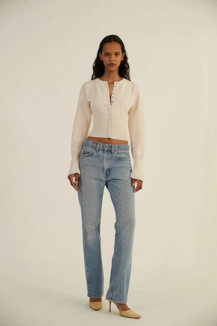 Cardigan donna in maglia – Collo rotondo con bottoni e finitura testurizzata
