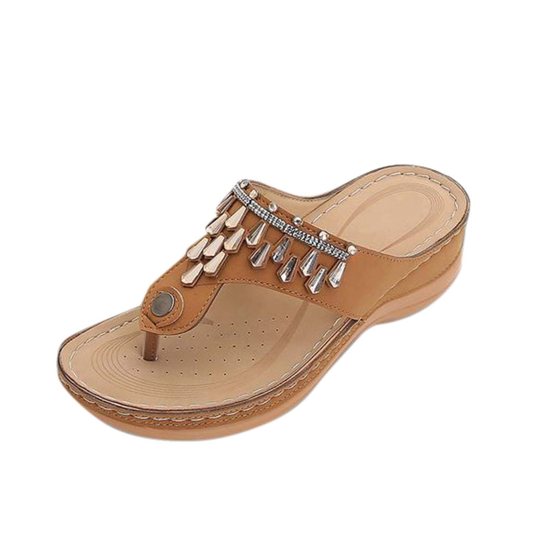 Damen Keilsandalen mit mittelhohem Absatz – Rutschfeste Zehensandalen-Optik