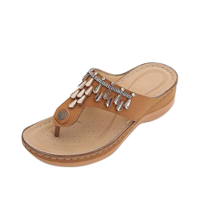 Damen Keilsandalen mit mittelhohem Absatz – Rutschfeste Zehensandalen-Optik