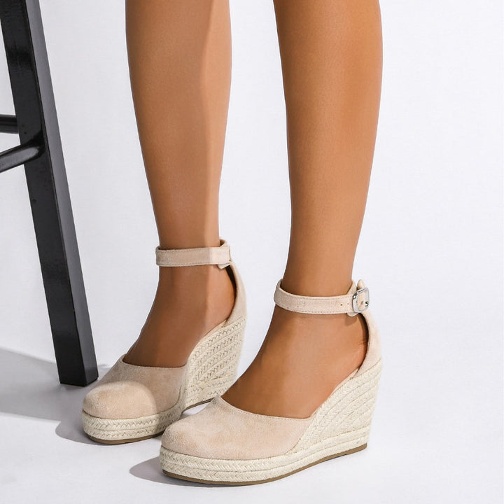 Damen-Keilsandale im Espadrille-Stil – Geschlossene Zehenpartie, Juteabsatz