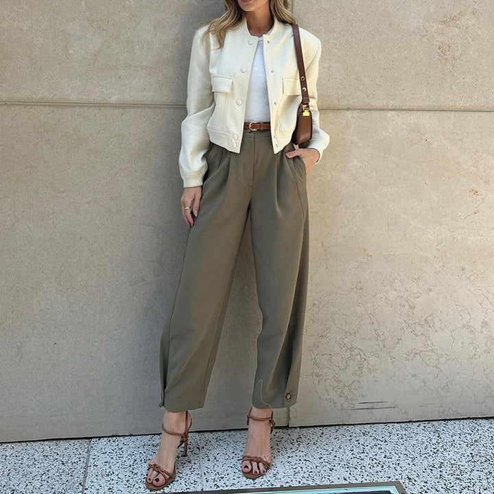 Damenhose mit hoher Taille, schmal zulaufend – Lässiger, cropped Tailored Schnitt