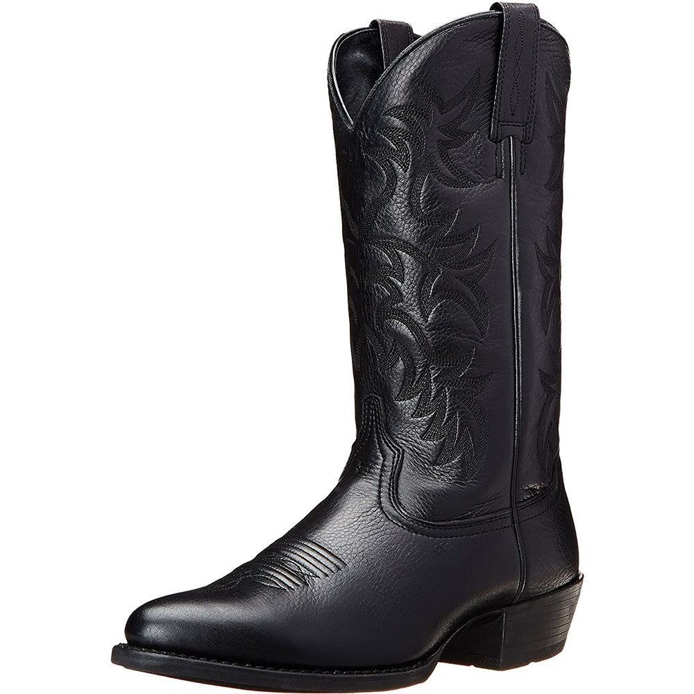 Bestickte Cowboy-Stiefel für Herren – hoher Schaft, quadratischer Absatz, zum Hineinschlüpfen
