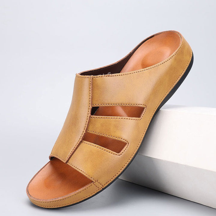 Offene Herrensandalen aus Leder – Gepolsterter, bequemer Casual Schnitt