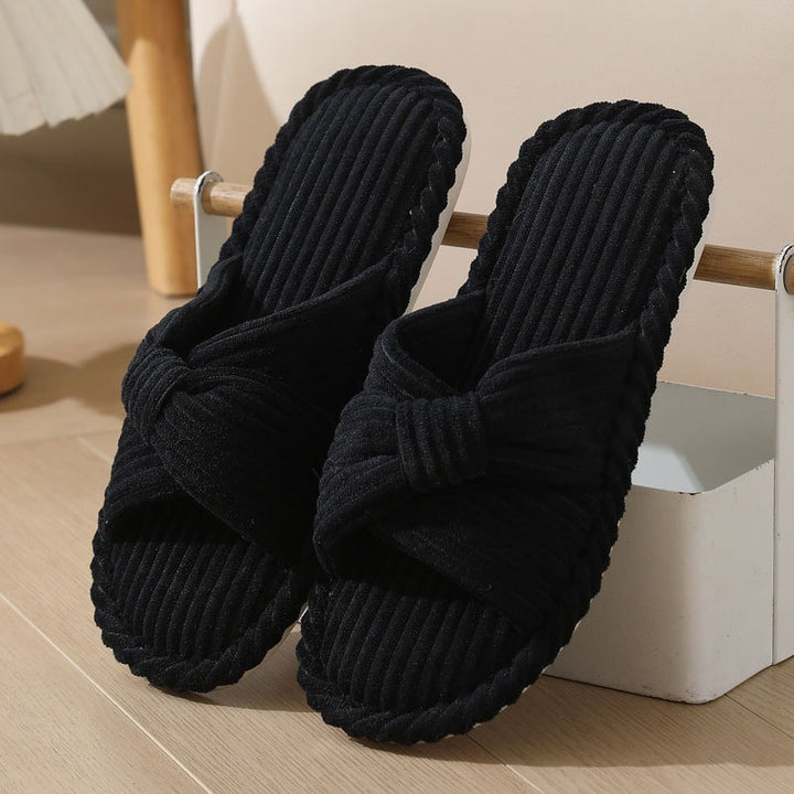 Unisex Plush Fabric Slippers – Padded Comfort Sole