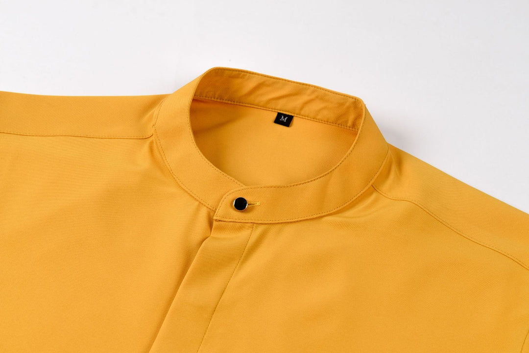 Herrenhemd mit Mao-Kragen und langen Ärmeln – Leichter Slim Fit für Anzug