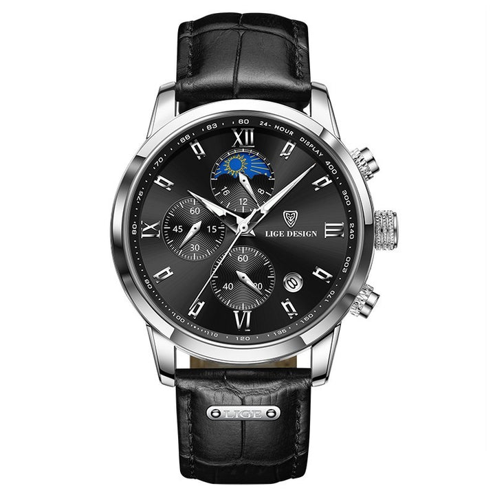 Men's Multifunction Quartz Watch – 42mm Dial Waterproof