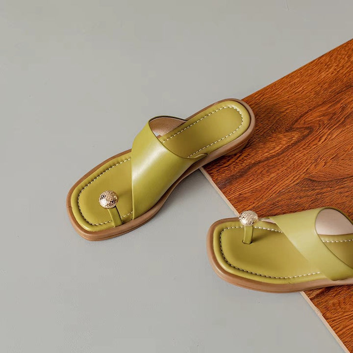 Sandales d'Extérieur Femme à Boucle – Bout Carré Décontracté