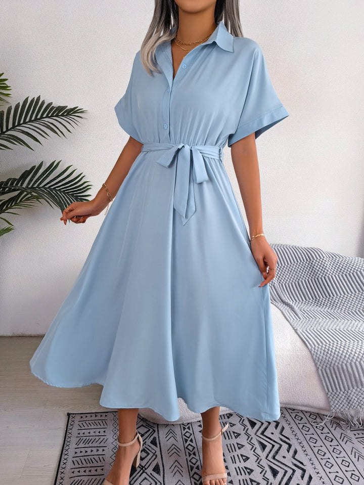 Lockeres Damenhemdkleid – Gebundener Gürtel & Lässiger Schnitt