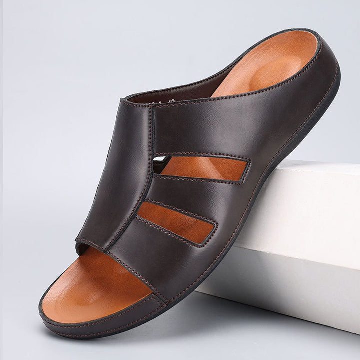 Offene Herrensandalen aus Leder – Gepolsterter, bequemer Casual Schnitt