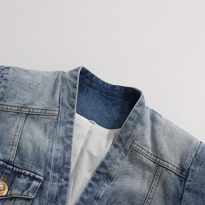 Damenblazer aus Baumwollmischung – taillierte Silhouette mit Used-Effekt