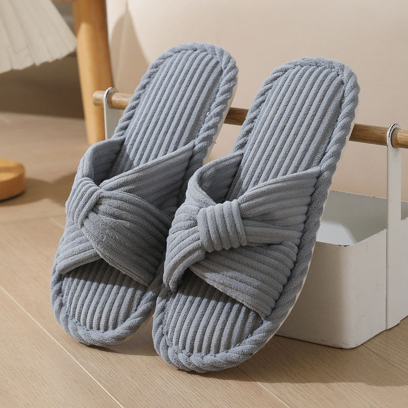Unisex Plush Fabric Slippers – Padded Comfort Sole