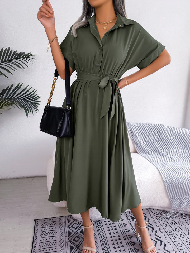 Lockeres Damenhemdkleid – Gebundener Gürtel & Lässiger Schnitt