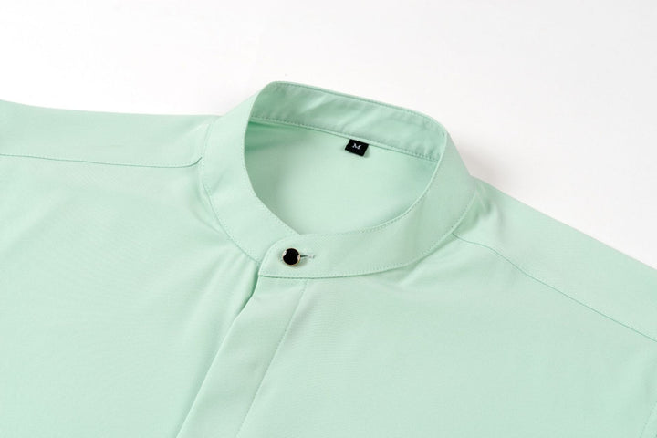 Herrenhemd mit Mao-Kragen und langen Ärmeln – Leichter Slim Fit für Anzug