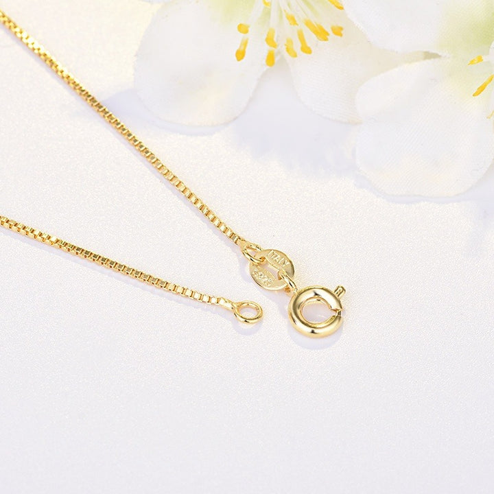 Herren Halskette mit Kette, vergoldet – Minimalistische Boxglieder mit polierter Oberfläche