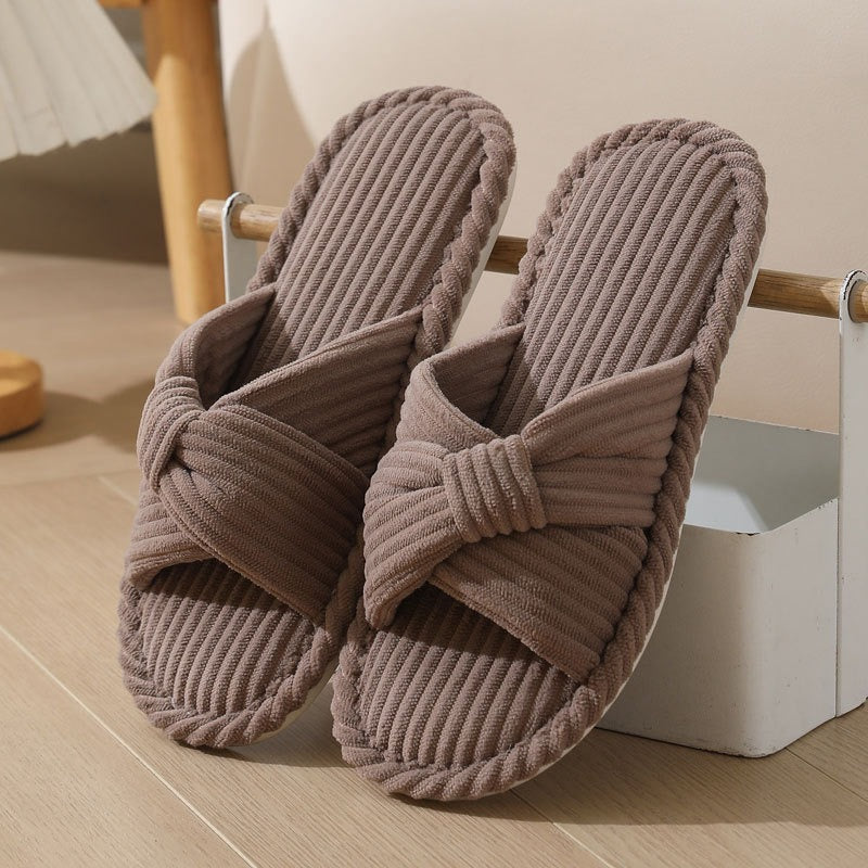 Unisex Plush Fabric Slippers – Padded Comfort Sole