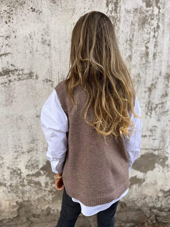 Chaleco de punto para mujer – Escote en V profundo y corte oversize