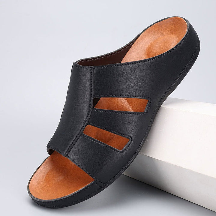 Offene Herrensandalen aus Leder – Gepolsterter, bequemer Casual Schnitt