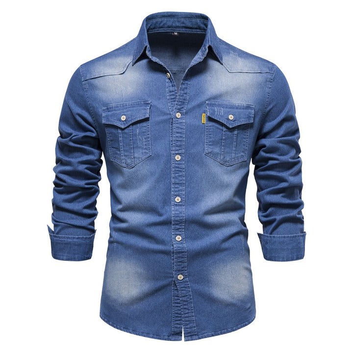 Herren-Jeanshemd – Langarm mit Brusttaschen