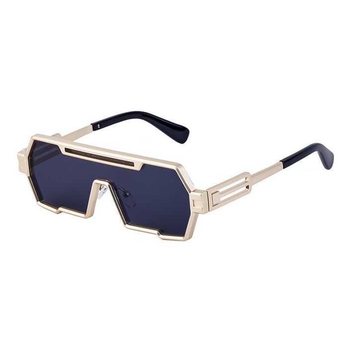 Unisex Sonnenbrille mit quadratischem Metallgestell – Steampunk-Stil UV-Schutz