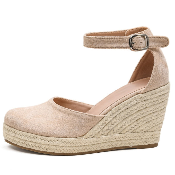 Damen-Keilsandale im Espadrille-Stil – Geschlossene Zehenpartie, Juteabsatz