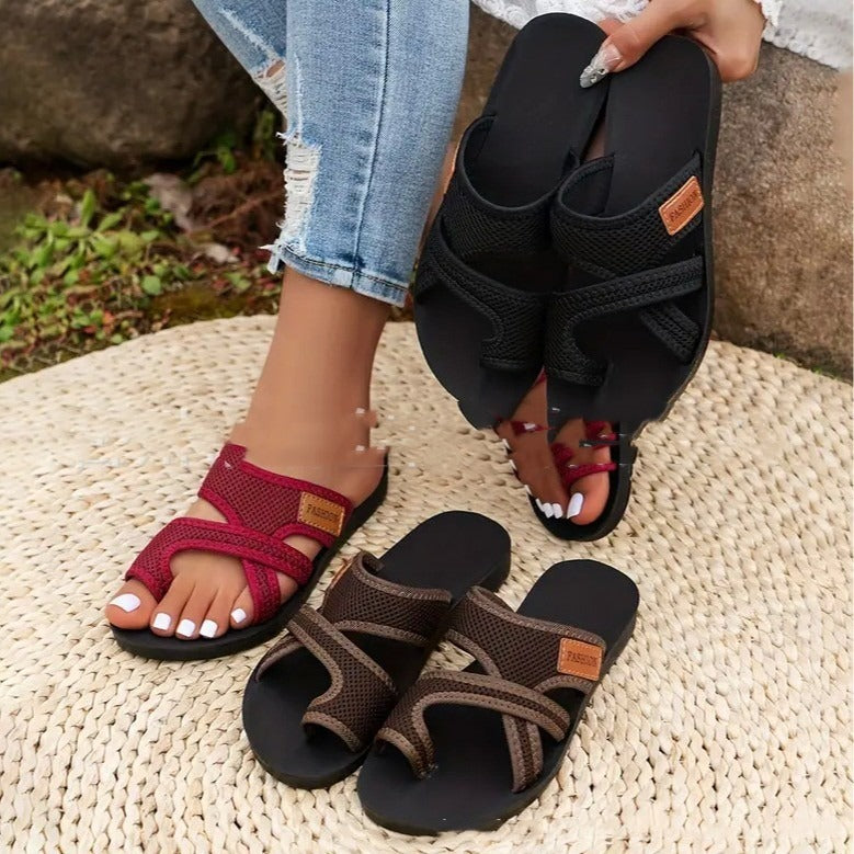Women's Open Toe Sandals in Breathable Mesh – Lightweight Slip-On