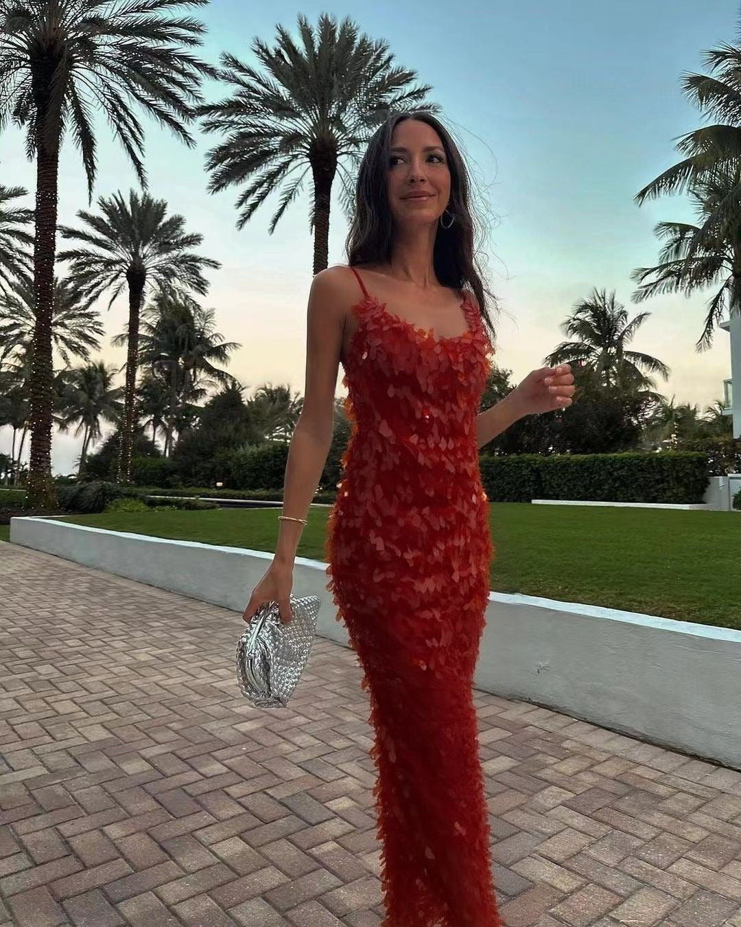 Robe Longue Femme Sequins – Dos Nu Soirée Scintillante