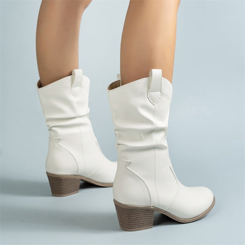 Bottes Western Femme – Tige Mi-Mollet Souple