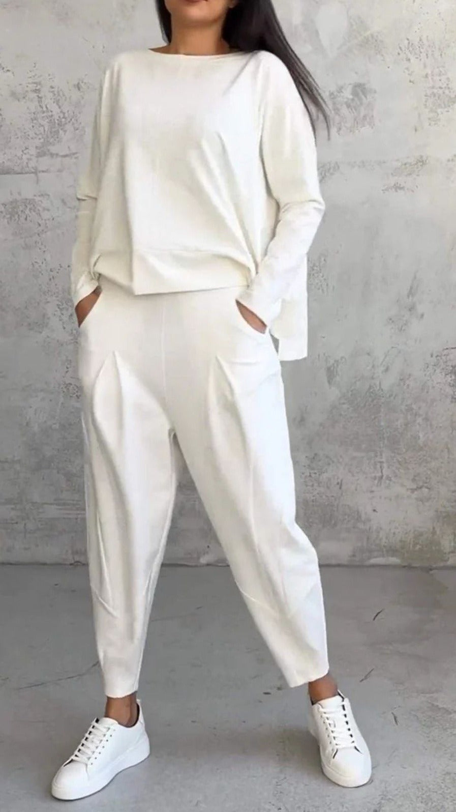 Ensemble Deux Pièces Femme – Haut Manches Longues &amp; Pantalon Fuselé
