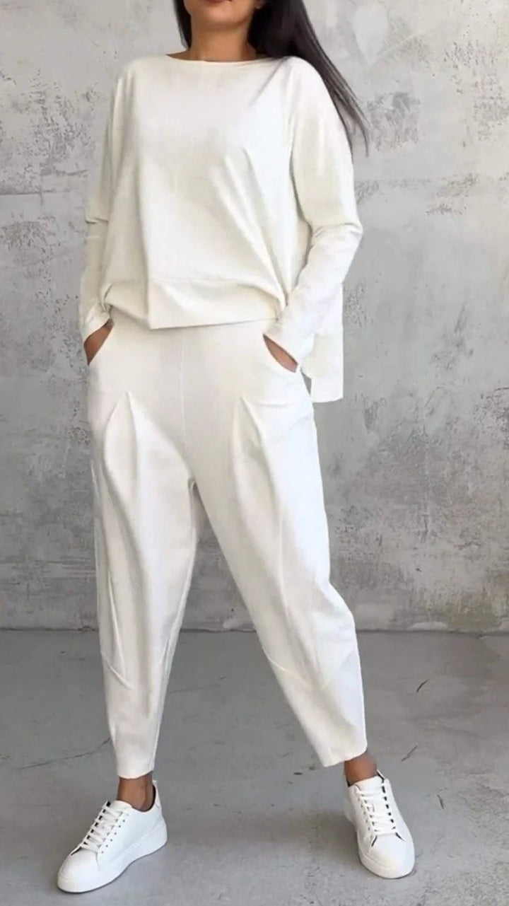 Ensemble Deux Pièces Femme – Haut Manches Longues &amp; Pantalon Fuselé