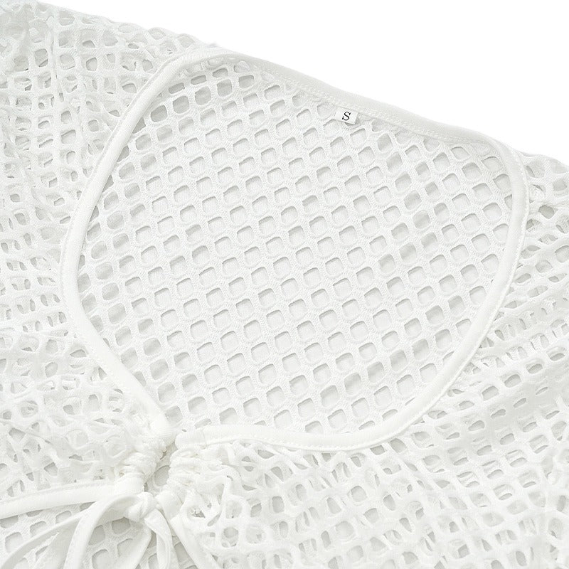 Completo Due Pezzi Donna Uncinetto – Top Crop & Gonna Vita Alta