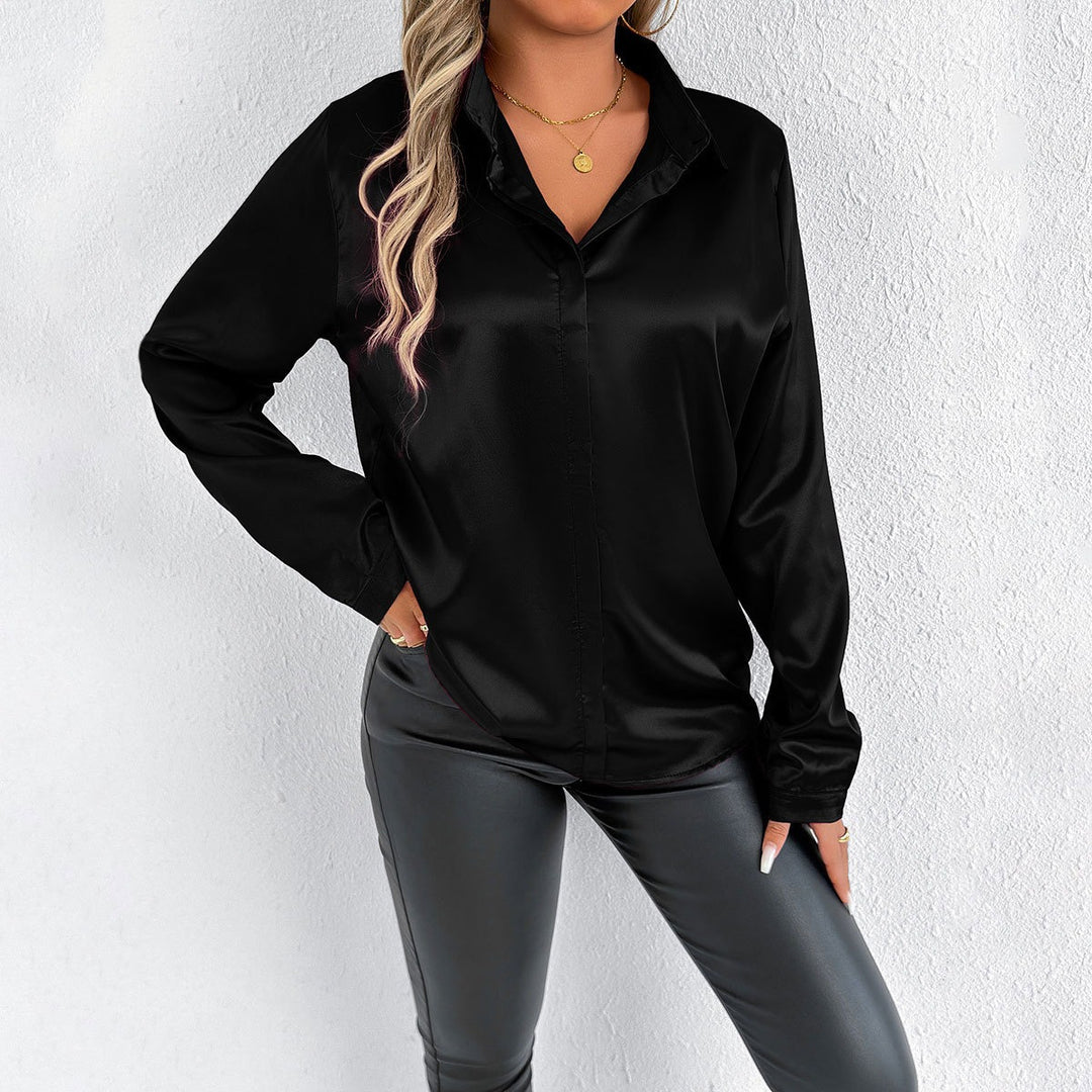 Maglia Donna Maniche Lunghe in Tessuto Satinato – Taglio Casual