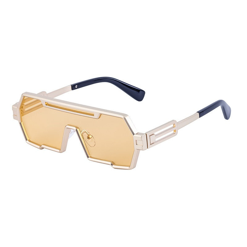 Unisex Sonnenbrille mit quadratischem Metallgestell – Steampunk-Stil UV-Schutz