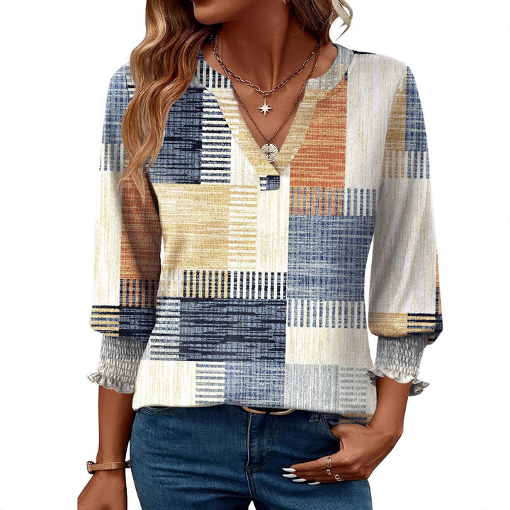 Blusa donna con stampa floreale – maniche a tre quarti casual