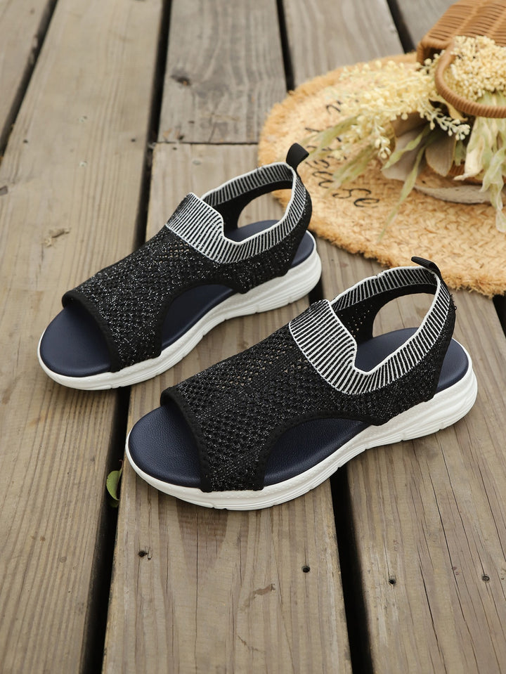 Flade damesandaler – Overdel i åndbart mesh, slip-on