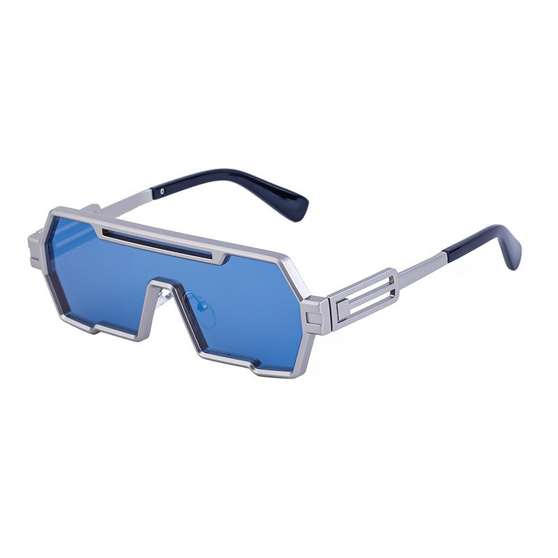 Unisex Sonnenbrille mit quadratischem Metallgestell – Steampunk-Stil UV-Schutz