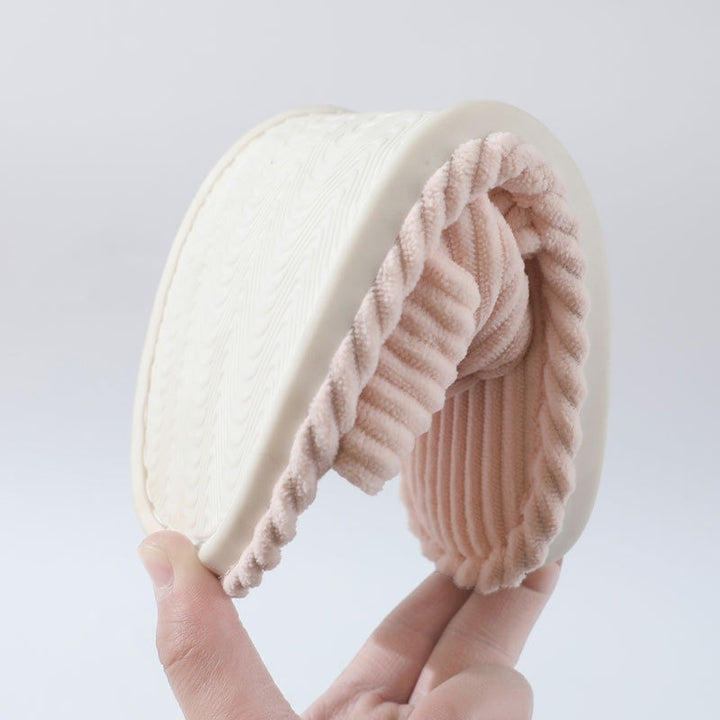 Unisex Plush Fabric Slippers – Padded Comfort Sole