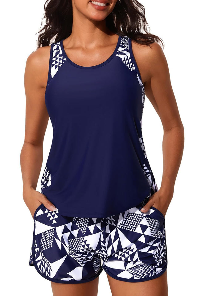 Set da bagno sportivo donna – Canotta e boxer in nylon elasticizzato