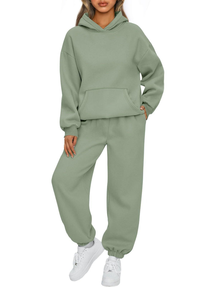 Damen-Loungewear-Set mit Kapuze – Lässiger langer Pyjama