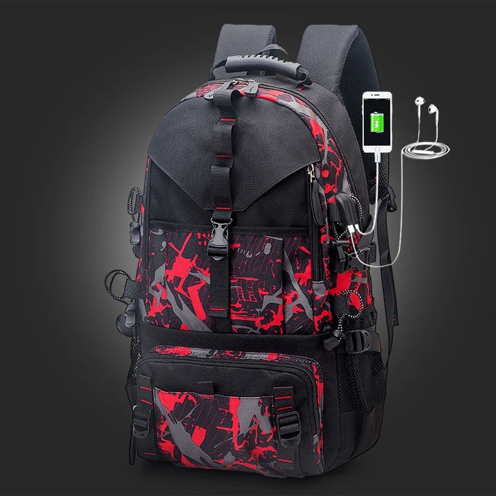 Men's Oxford Waterproof Backpack – Multi-Pocket with USB Port