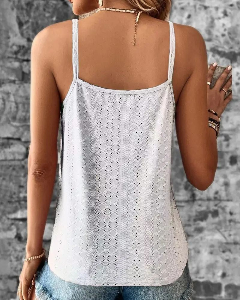 Damentop aus Spitze – Ärmelloses, durchbrochenes Camisole-Oberteil