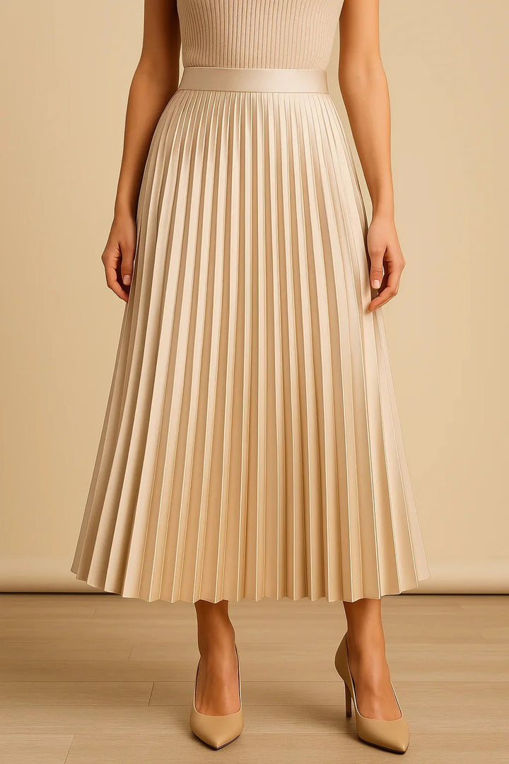Gonna Midi Donna Plissettata in Raso – Silhouette Fluida ed Elegante