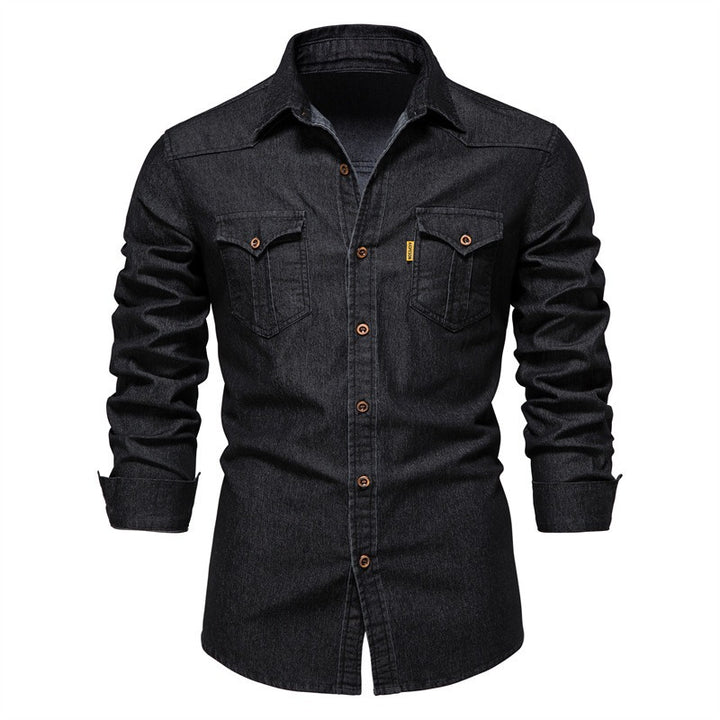 Herren-Jeanshemd – Langarm mit Brusttaschen