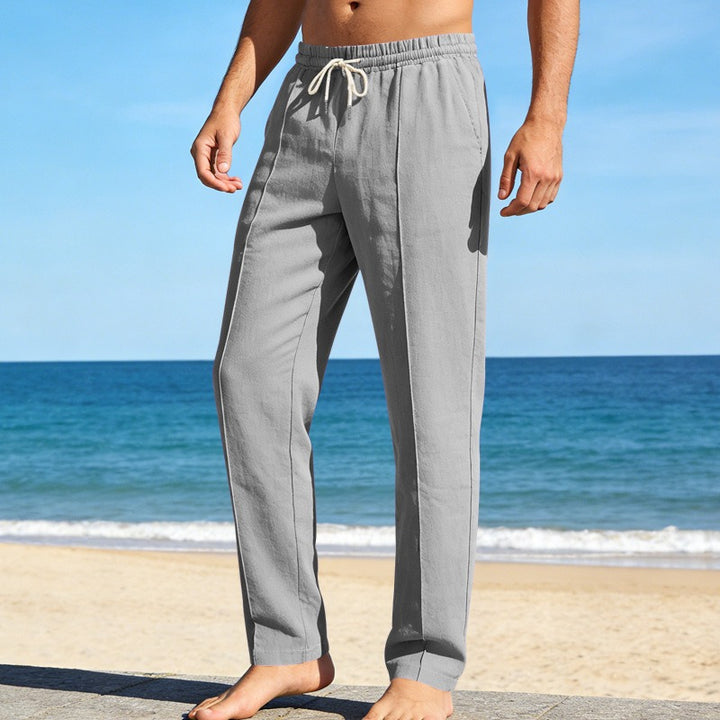 Herren Leinenhose – Locker geschnittene gerade Passform, lässig