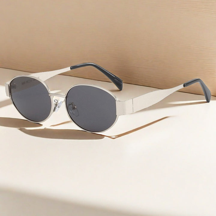 Lunettes de Soleil Femme Ovales Monture Métal – Protection UV400 Style Vintage