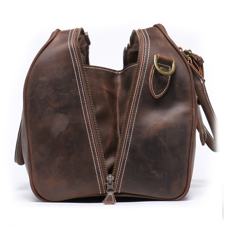 Herren-Reisetasche aus echtem Leder – Strukturierte Silhouette und abnehmbare Schulterriemen