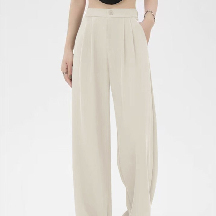 Weite, fließende Damenhose – Hohe Taille, eleganter Plissee-Look