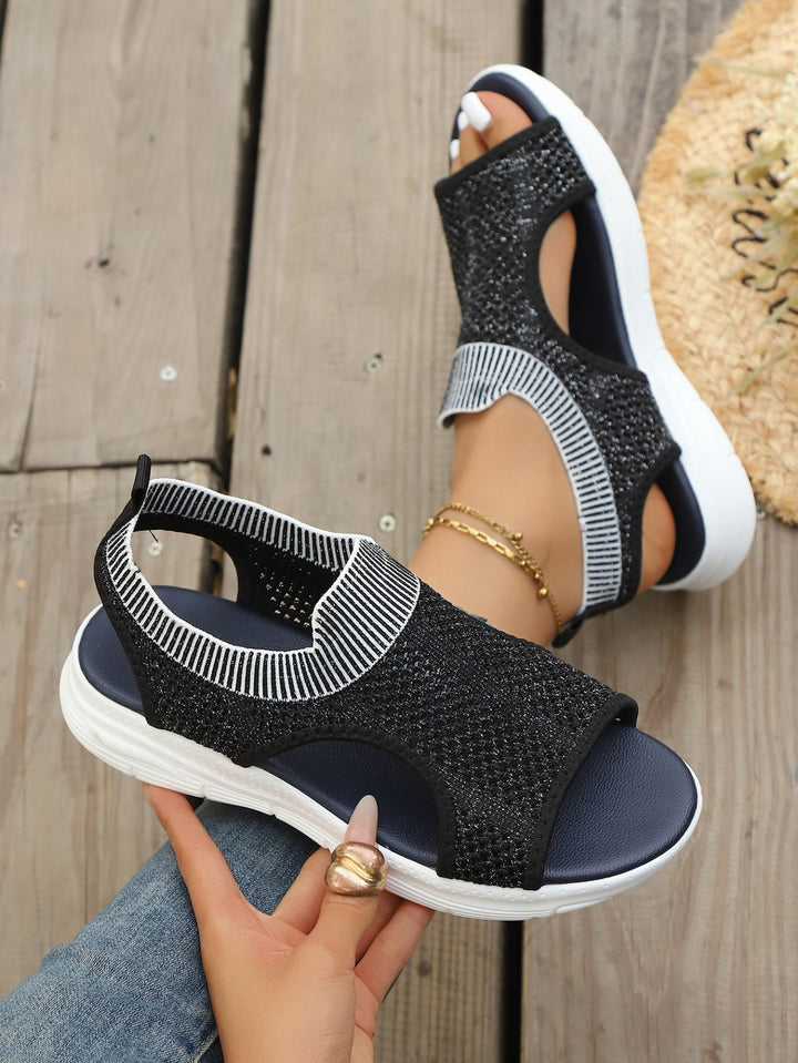 Flade damesandaler – Overdel i åndbart mesh, slip-on